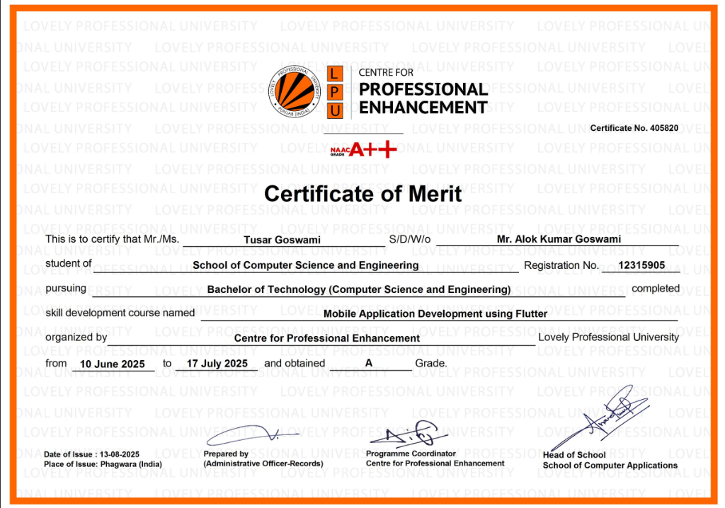 Mobile App Dev Certificate